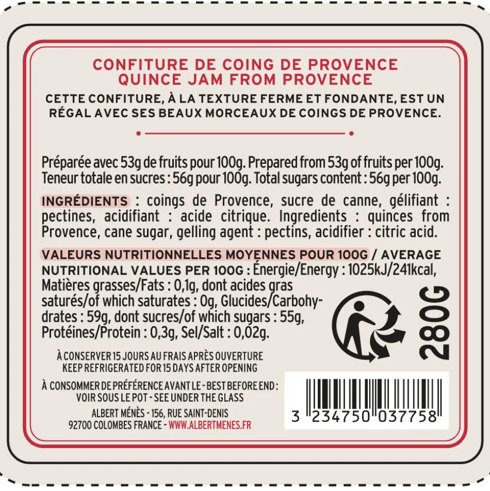 Albert Ménès Quince Jam 280g