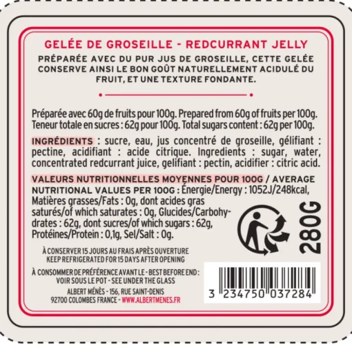 Albert Ménès Redcurrant Jelly 280g