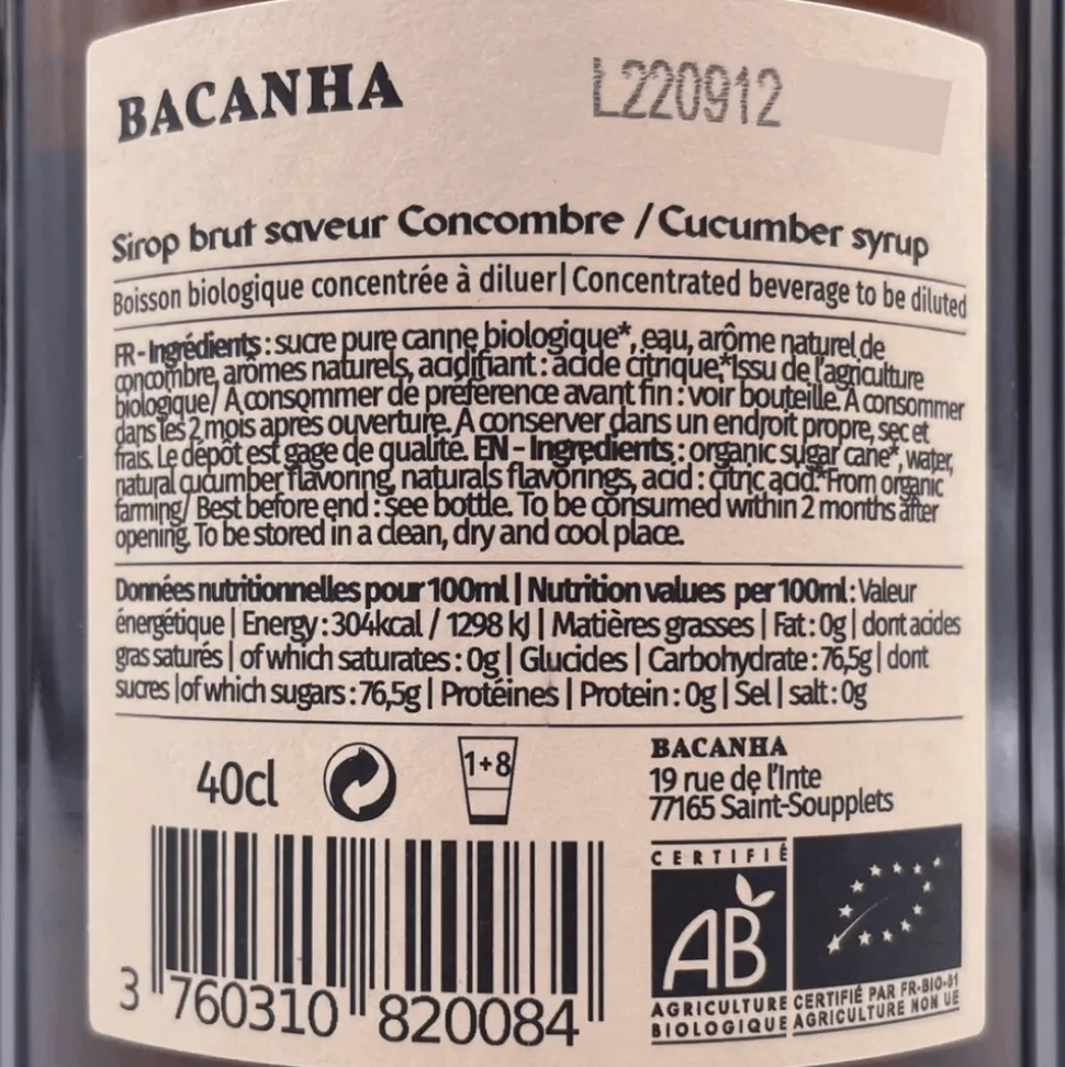 Bacanha Cucumber Syrup 400ml