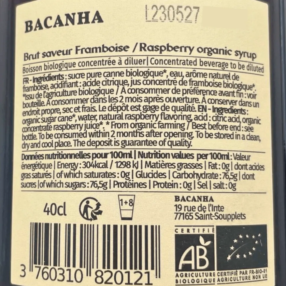 Bacanha Raspberry Syrup 400ml