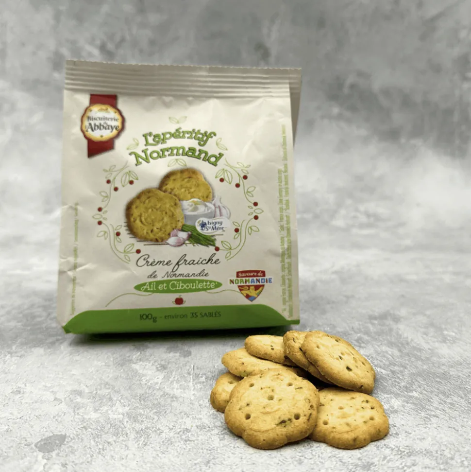 Biscuiterie De L’Abbaye Chive and Garlic Savoury Biscuits 100g