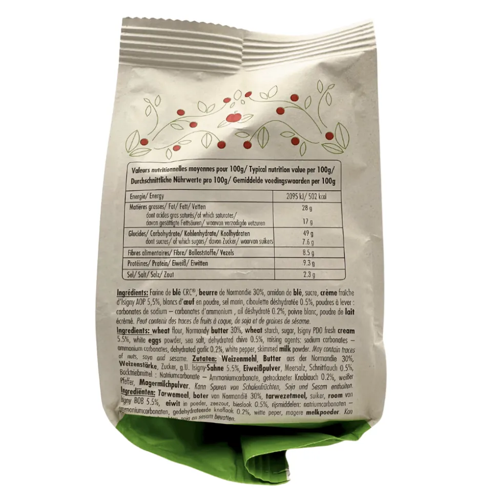 Biscuiterie De L’Abbaye Chive and Garlic Savoury Biscuits 100g