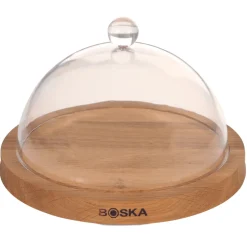 Boska Solid Oak Round Cheese Board with Dome 23.8cm