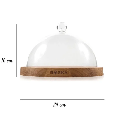 Boska Solid Oak Round Cheese Board with Dome 23.8cm