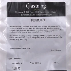 Castaing Pure Duck Mousse 1kg BEST BEFORE 19/02/26