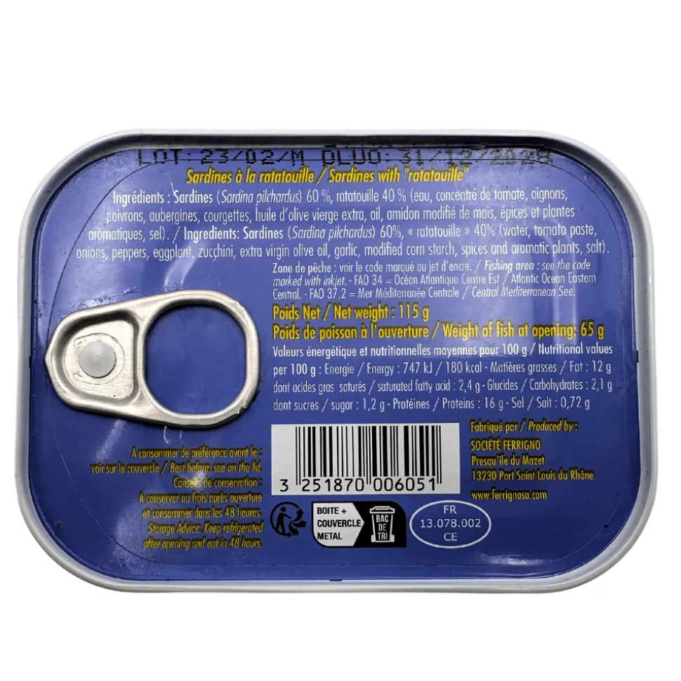 Ferrigno Sardines with Ratatouille 115g