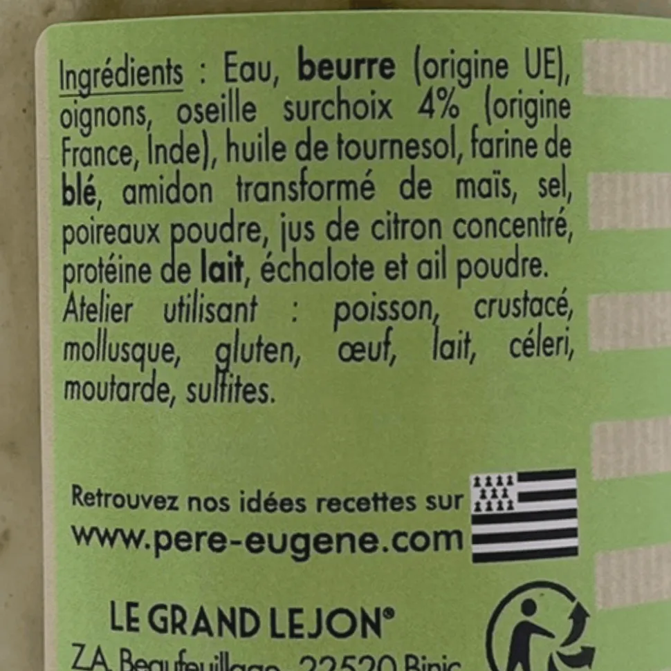 Le Pere Eugene Sorrel Sauce (Oseille) 190g