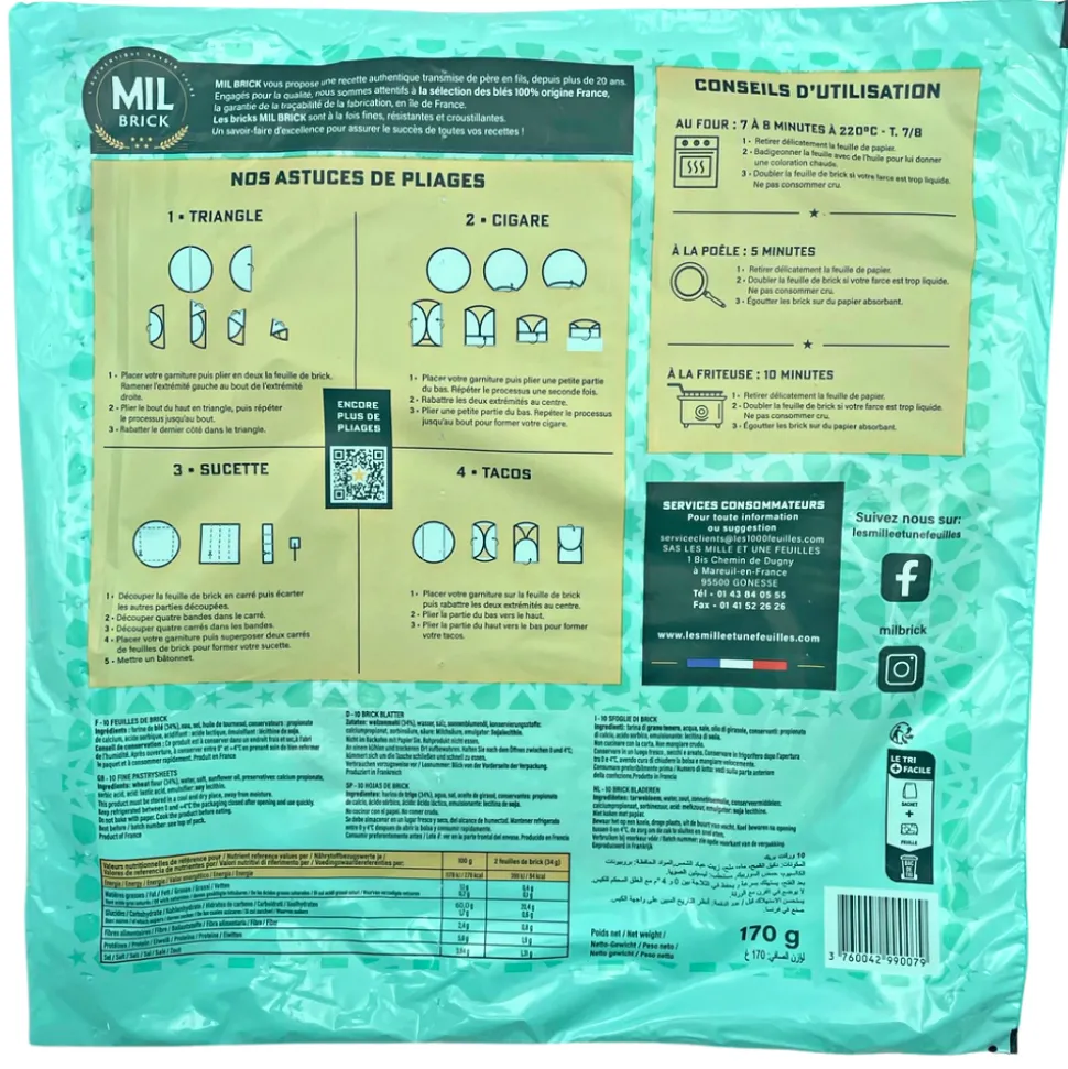 Mil Brick Feuilles de Brick 25 x 10 Sheets