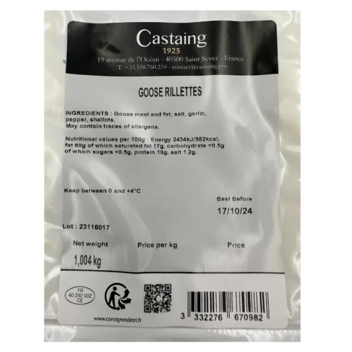 REDUCED Castaing Goose Rillettes 1kg BEST BEFORE 17/04/25
