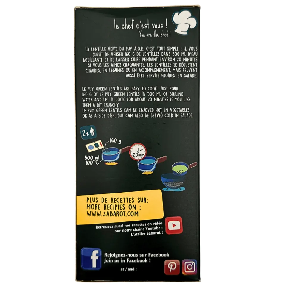 Sabarot Green Puy Lentils AOP 500g