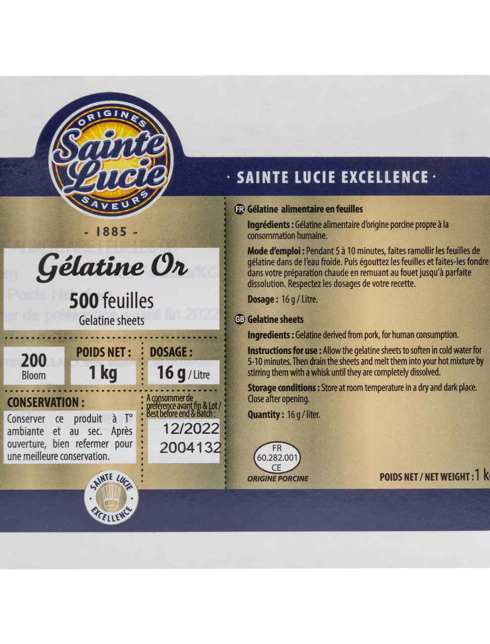 Sainte Lucie Gold Gelatine Leaves x 20 sheets