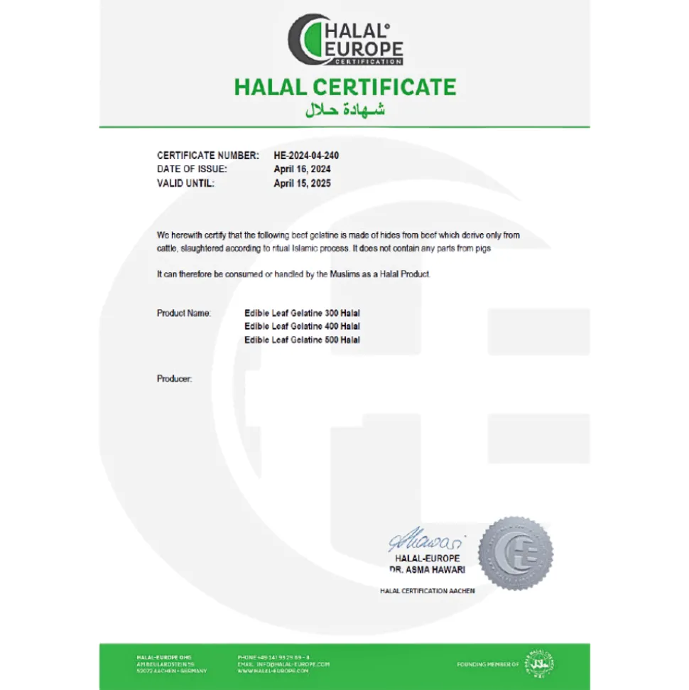 Sainte Lucie Halal Bronze Gelatine Leaves x 20