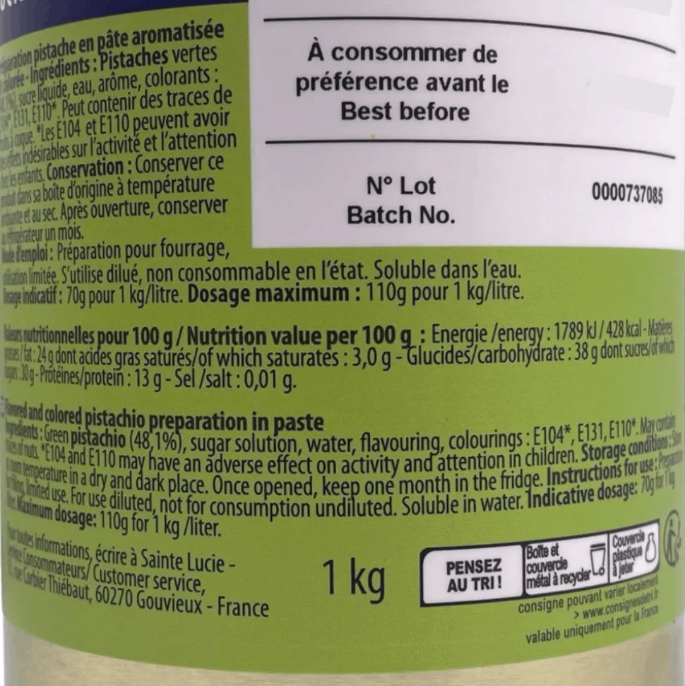 Sainte Lucie Pistachio Paste 1kg