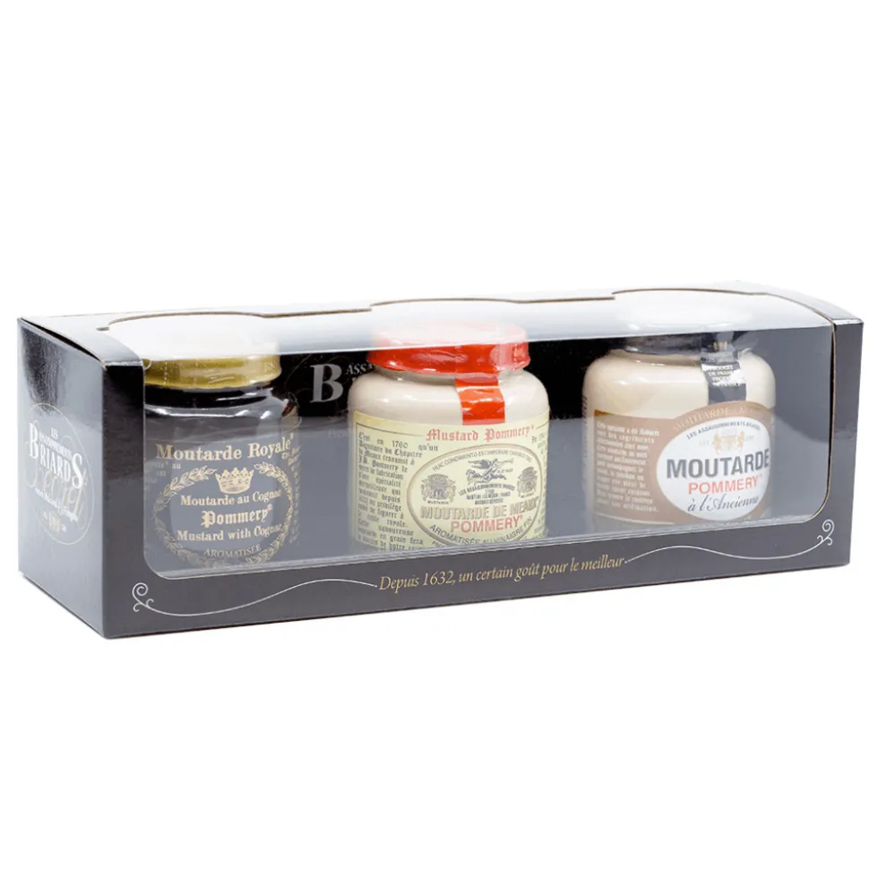 Trio of Pommery Wholegrain Mustard: Cognac, Honey and Meaux 100g